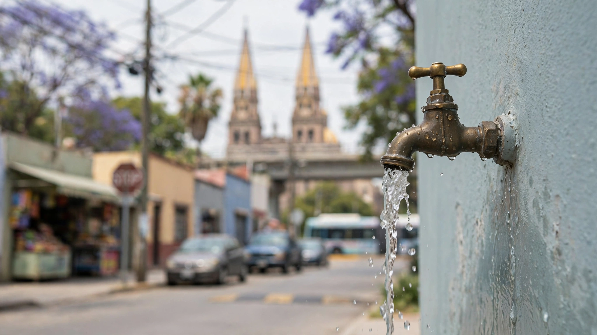 Llave de agua abierta en una vivienda de Guadalajara
