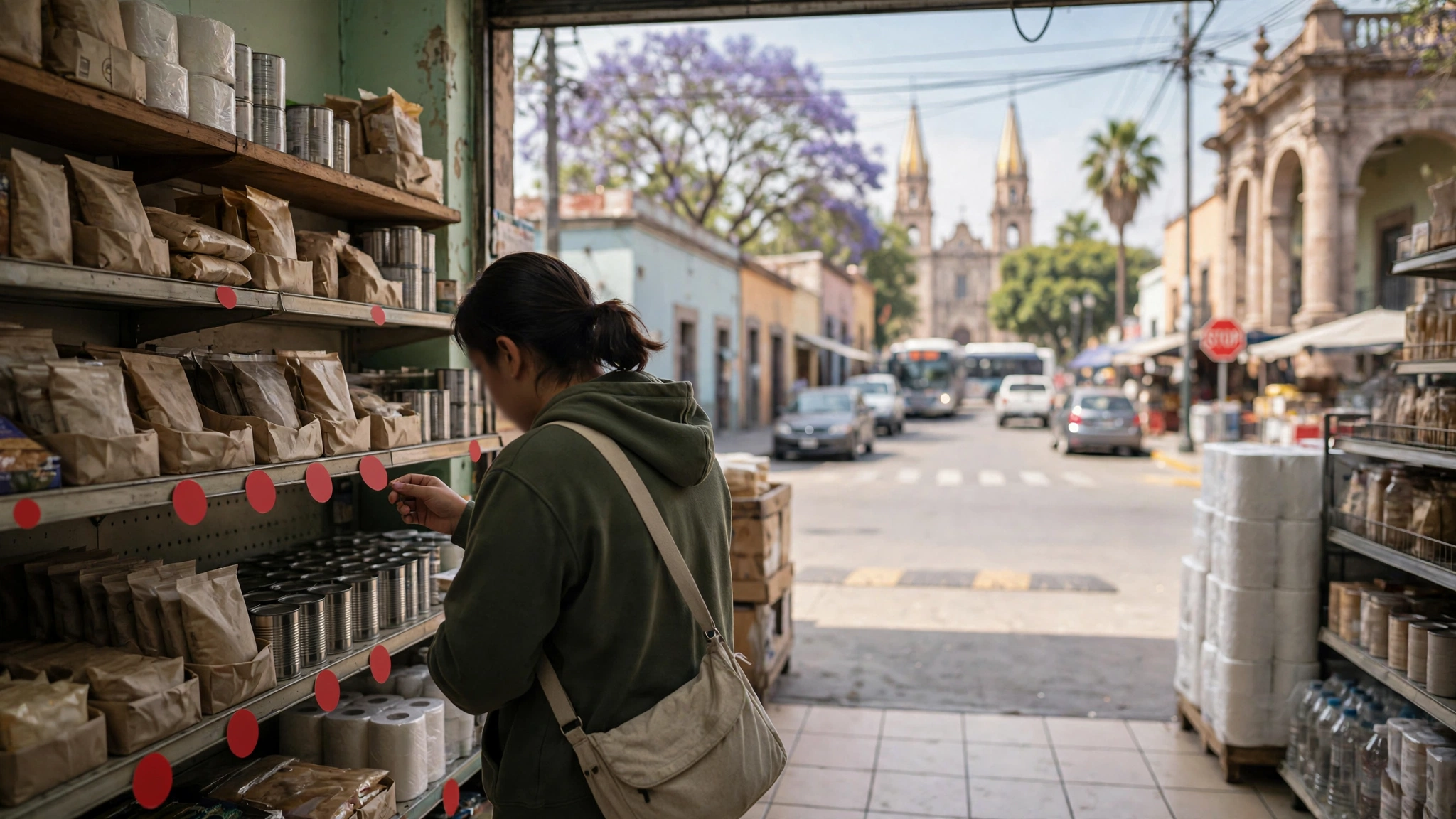Comprador revisa etiquetas de descuento en una tienda durante el Buen Fin en Guadalajara
