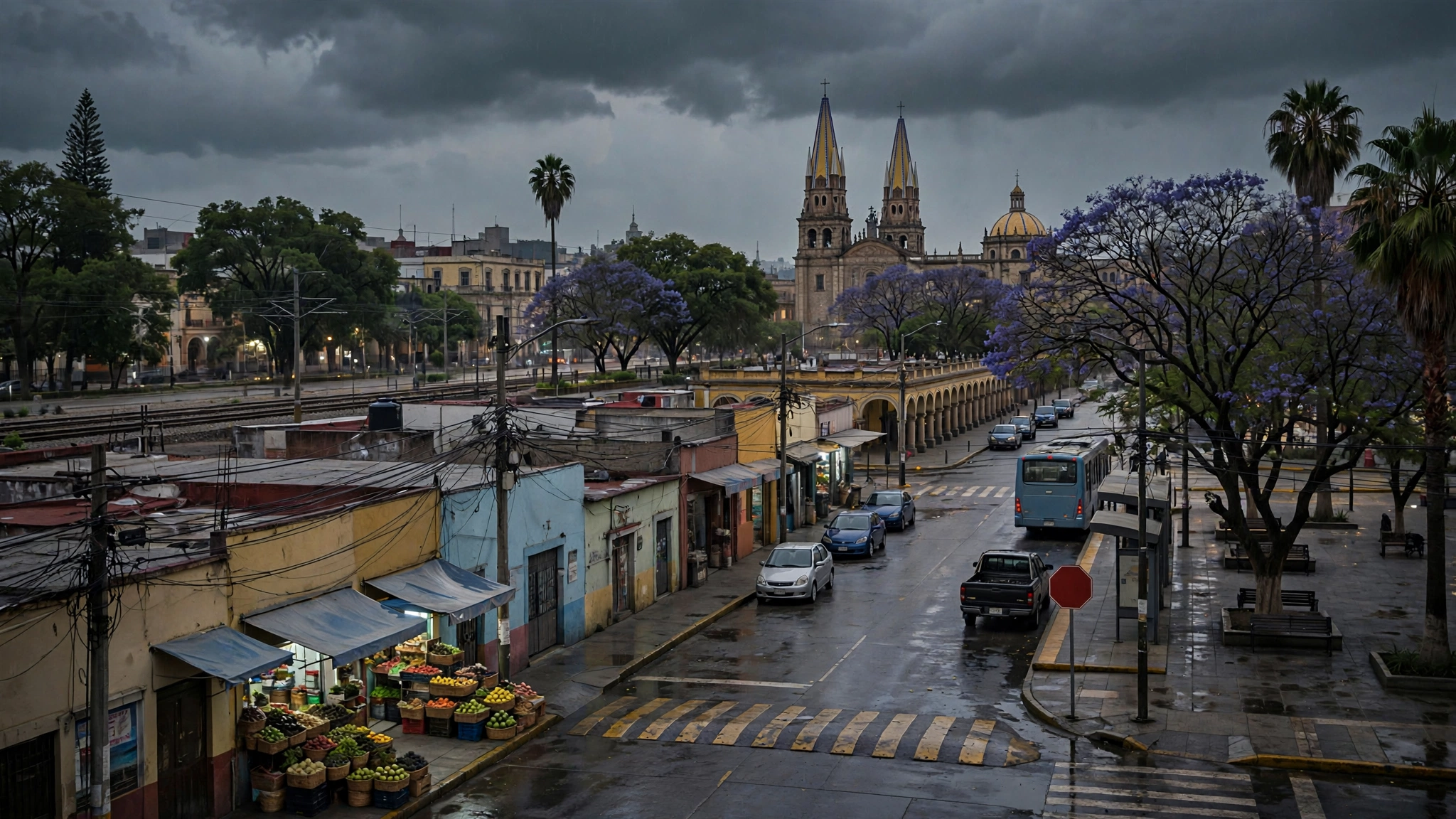 Cielo nublado sobre Guadalajara durante la noche del domingo por la cercanía del sistema Trudy