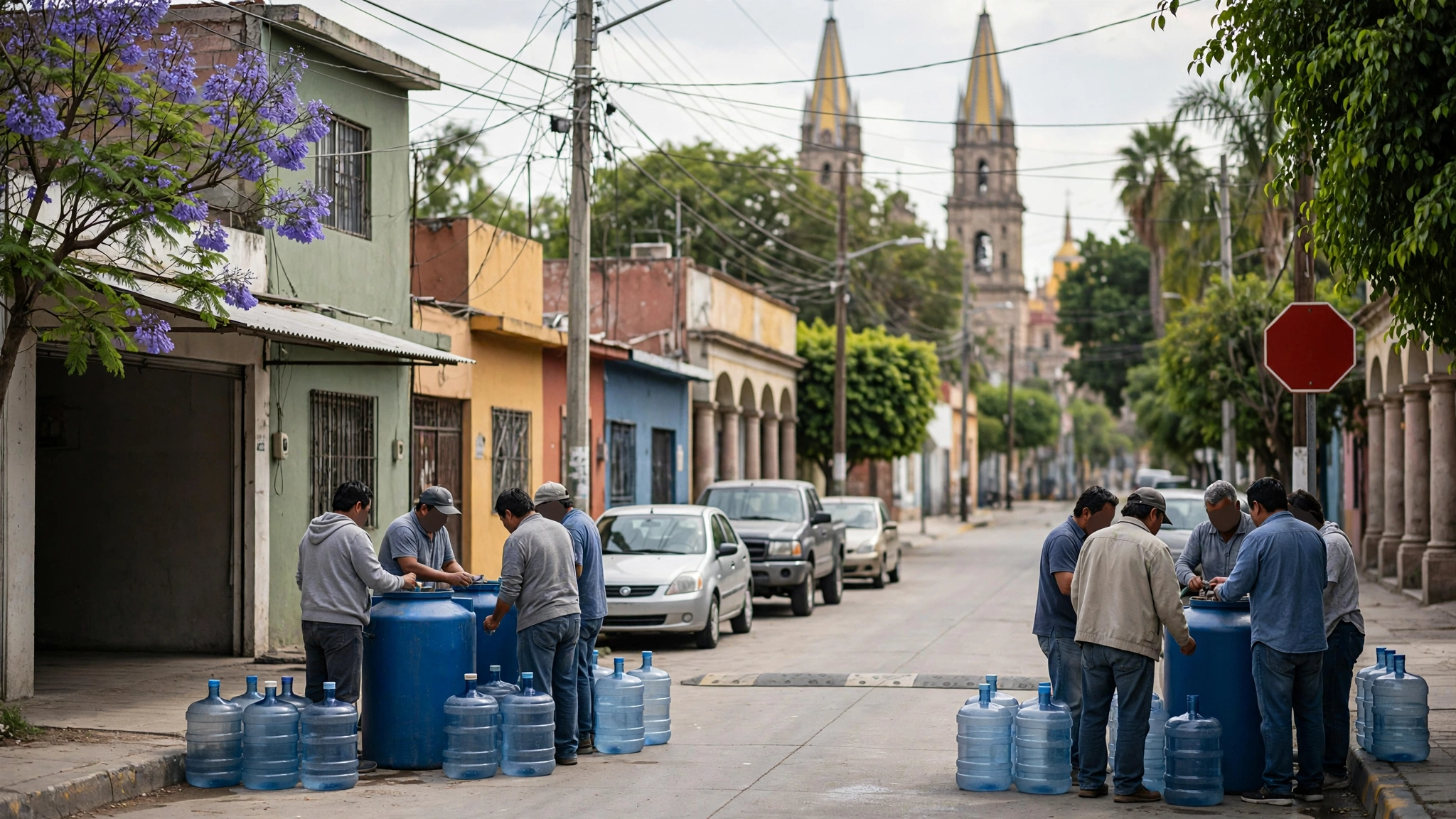 Vecinos de la Zona Metropolitana de Guadalajara llenan garrafones de agua embotellada ante la contaminación del suministro del SIAPA