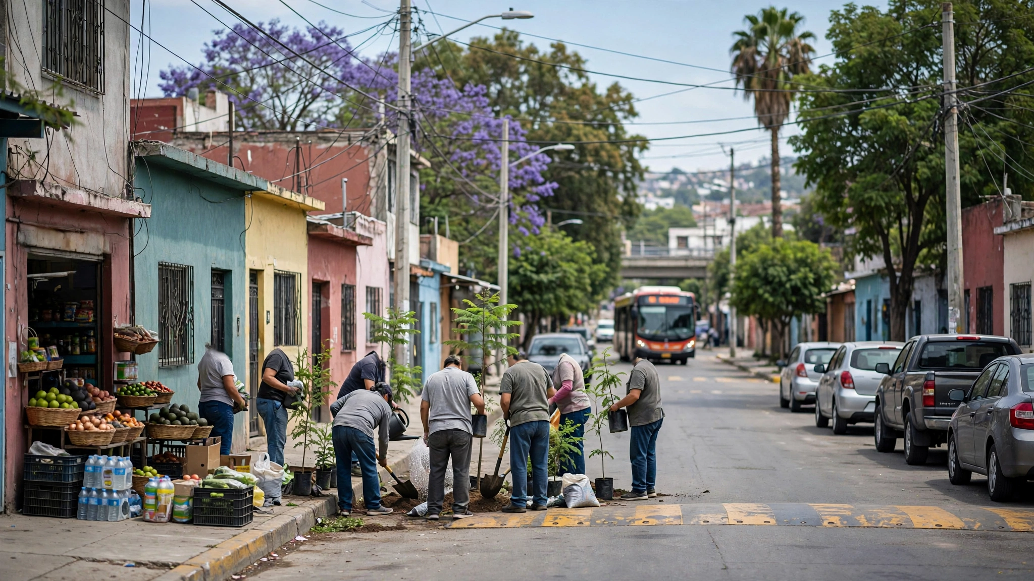 Vecinos de una colonia de Guadalajara participando en una actividad comunitaria