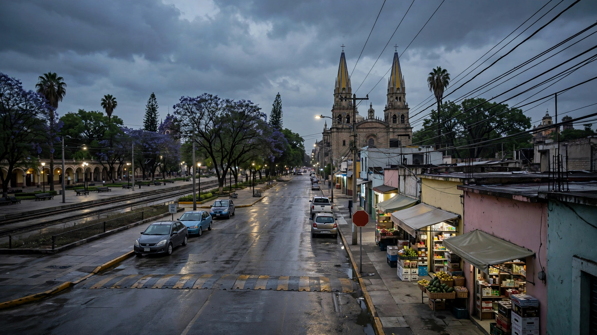 Cielo nublado sobre Guadalajara durante la noche del domingo