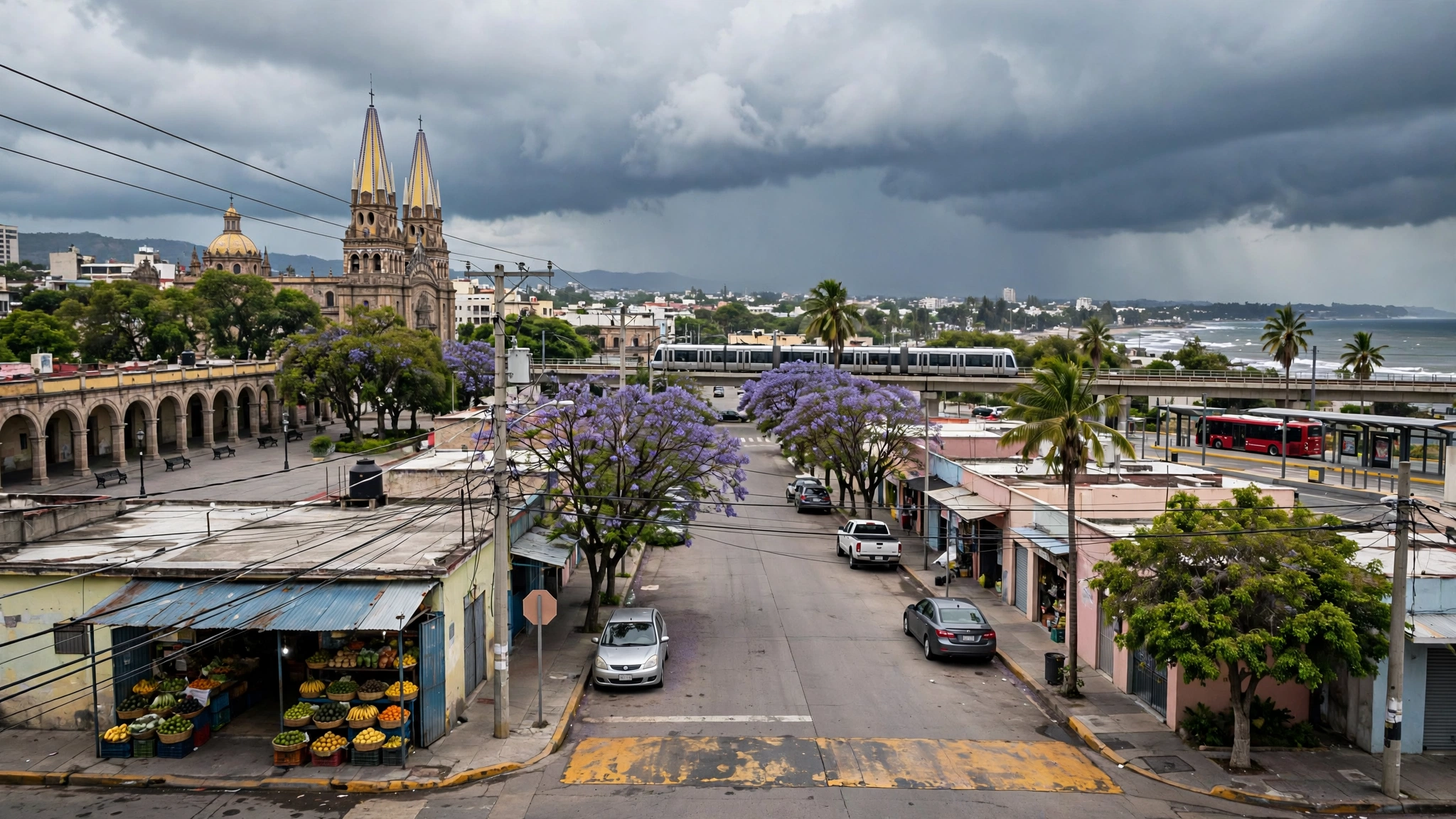 Nubes de tormenta sobre la costa de Jalisco durante el paso del huracán Simon