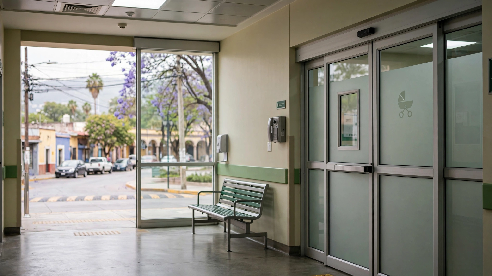 Pasillo de acceso a la sala de neonatología del Hospital de Gineco Obstetricia del IMSS en Guadalajara