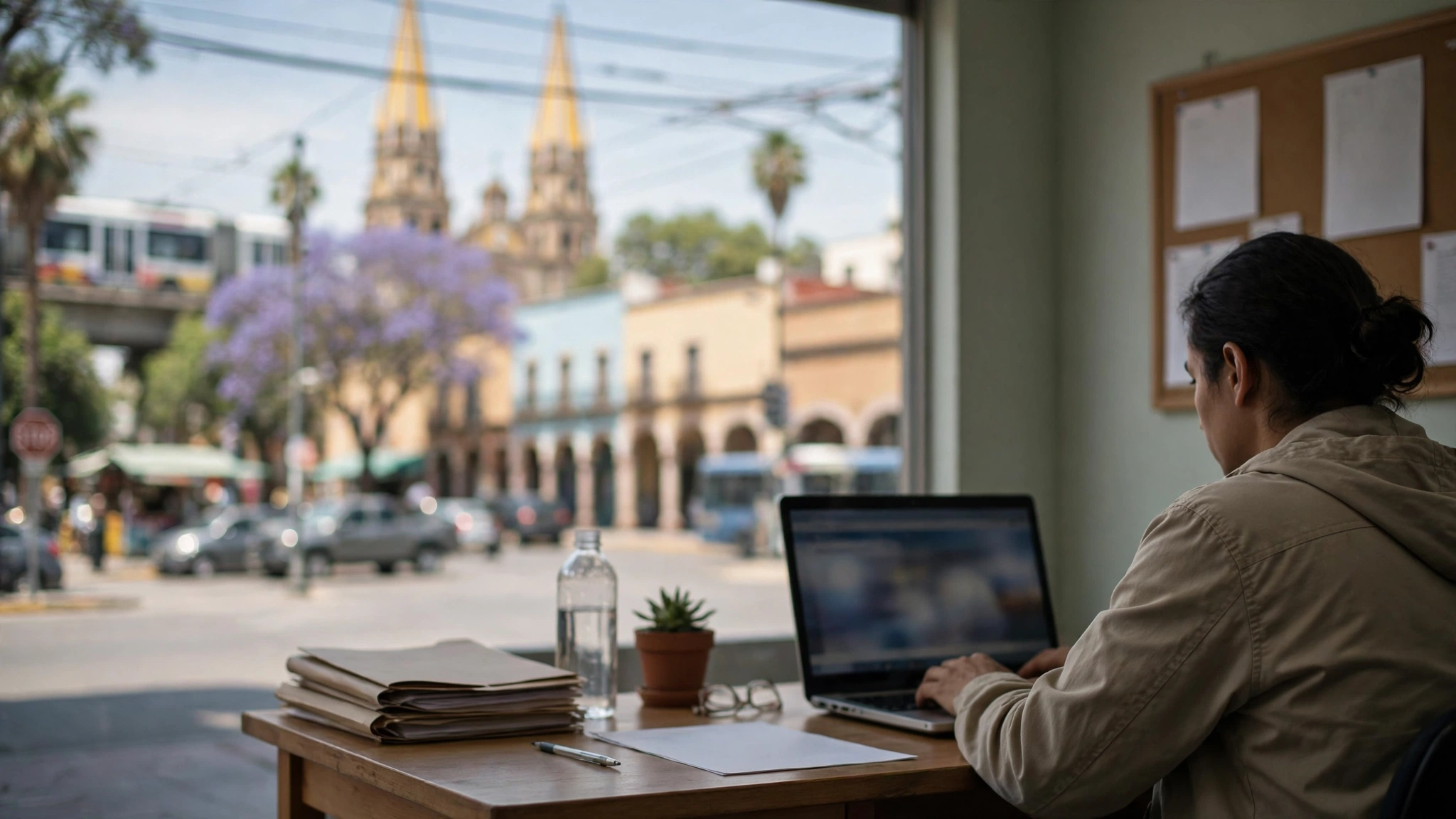 Persona realizando en una computadora el trámite de cédula profesional estatal a través de Ventanilla Digital Jalisco