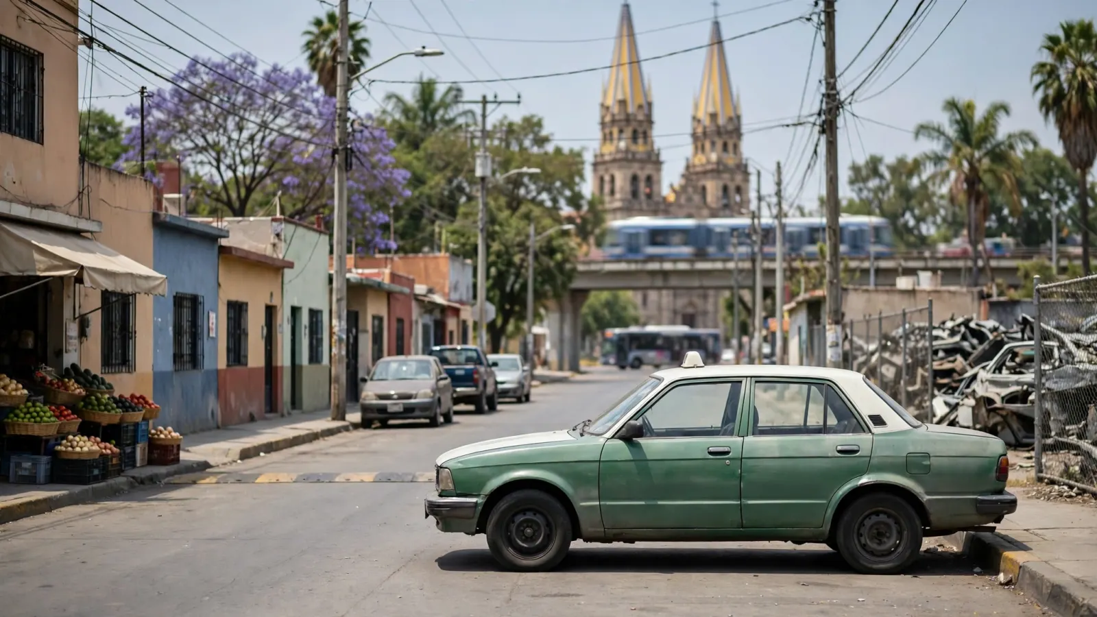 Taxi tapatío estacionado en una calle de Guadalajara, símbolo del programa estatal de chatarrización