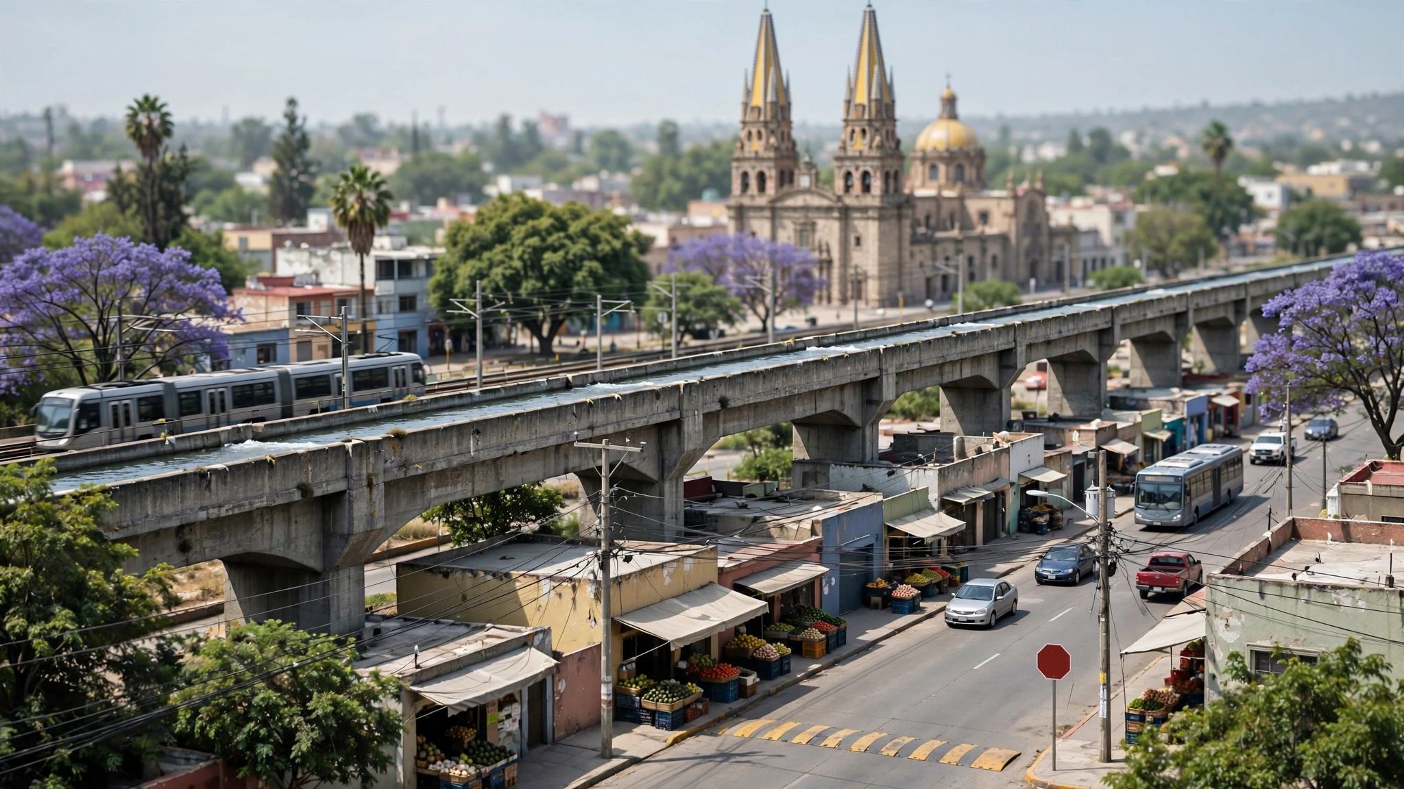 Vista del acueducto Chapala-Guadalajara que abastece de agua al Área Metropolitana de Guadalajara