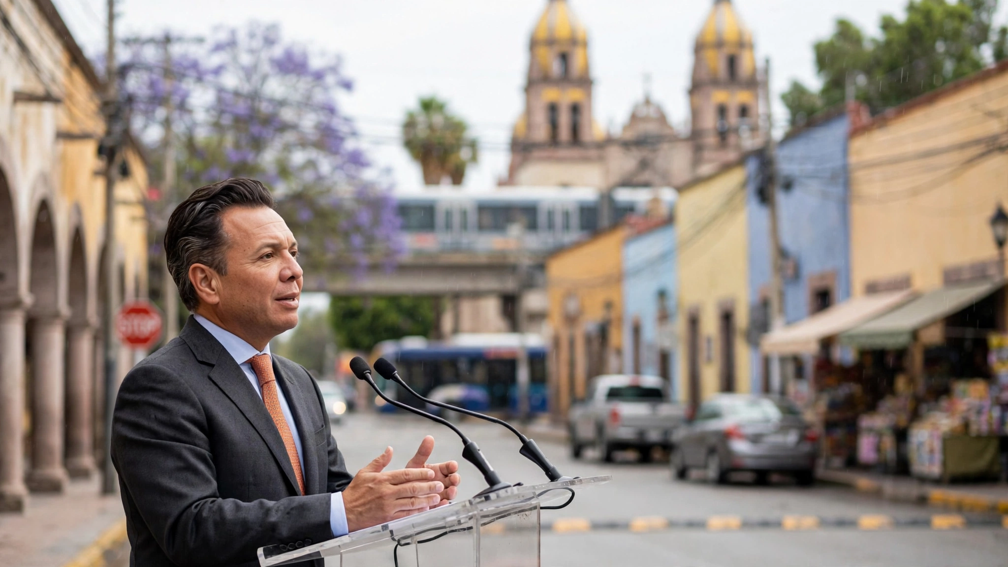 Pablo Lemus durante una conferencia sobre el acueducto Chapala-Guadalajara