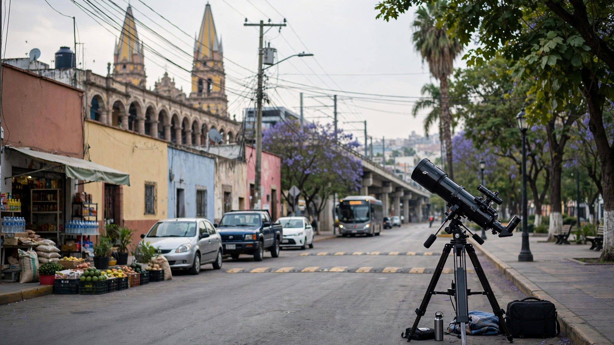 Telescopio instalado para una sesión de observación astronómica nocturna en Guadalajara