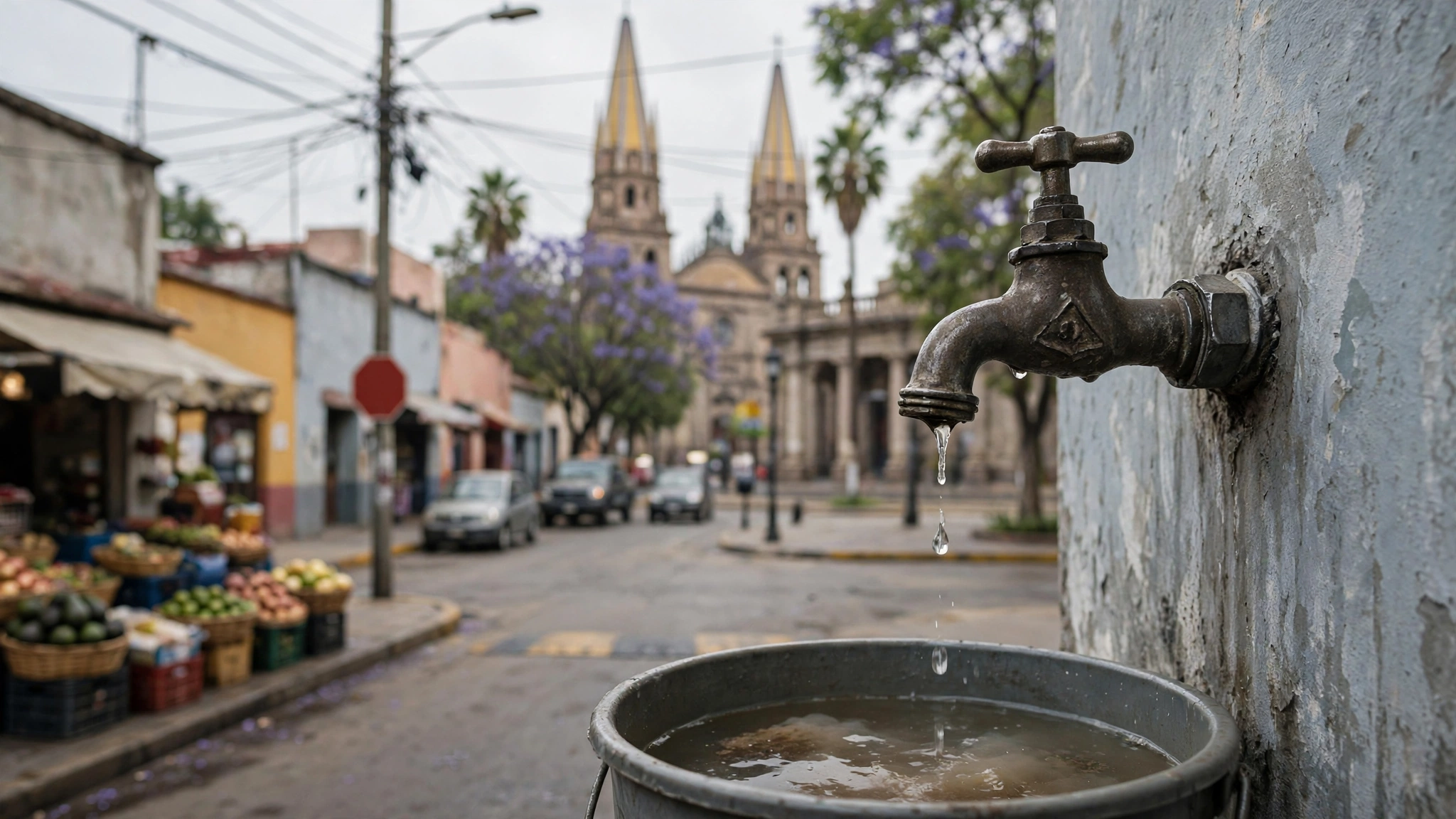 Vista de una llave de agua en Guadalajara, en medio de la crisis por la calidad del agua en la zona metropolitana