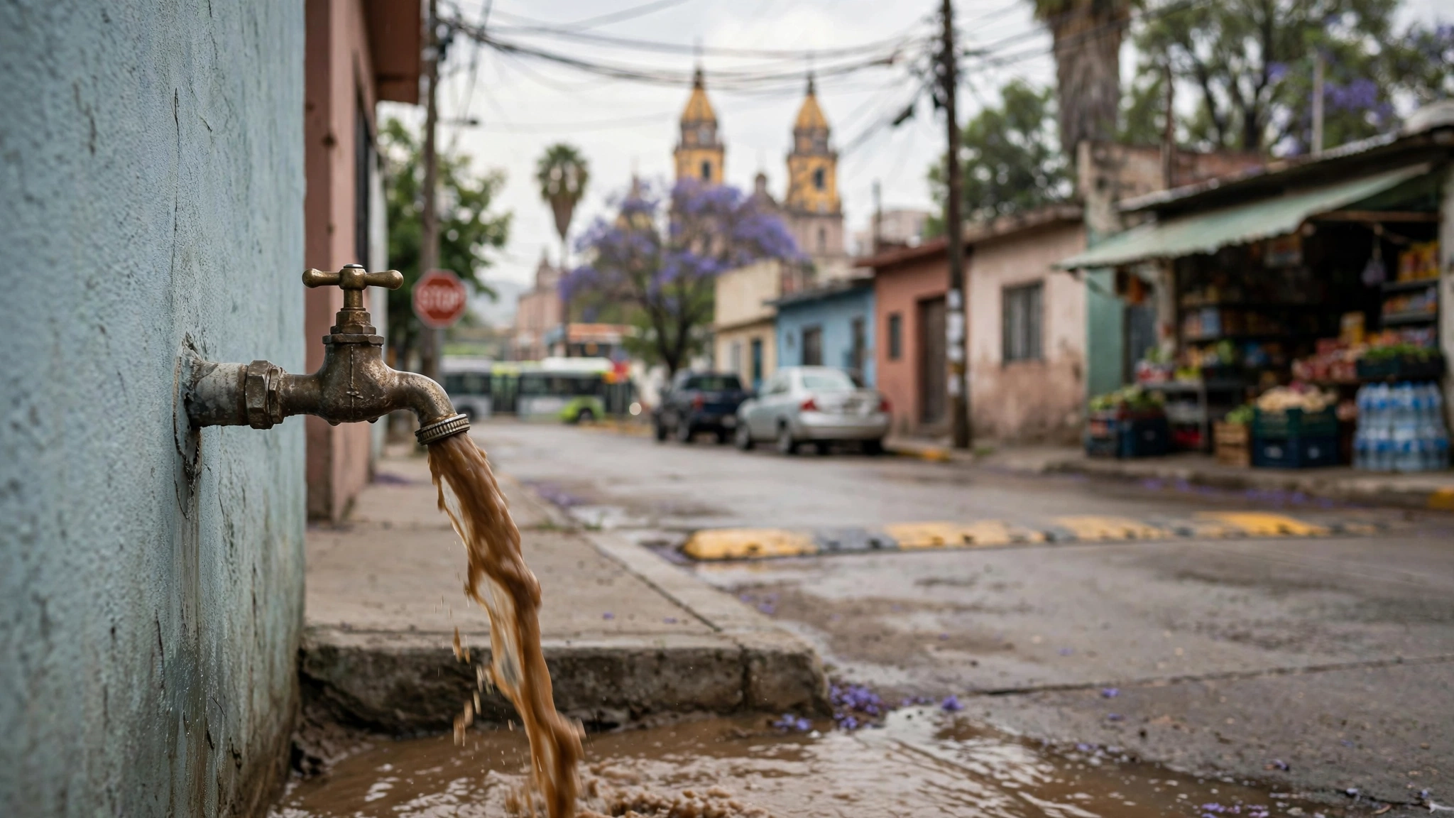 Grifo con agua de color terroso en una vivienda de Guadalajara