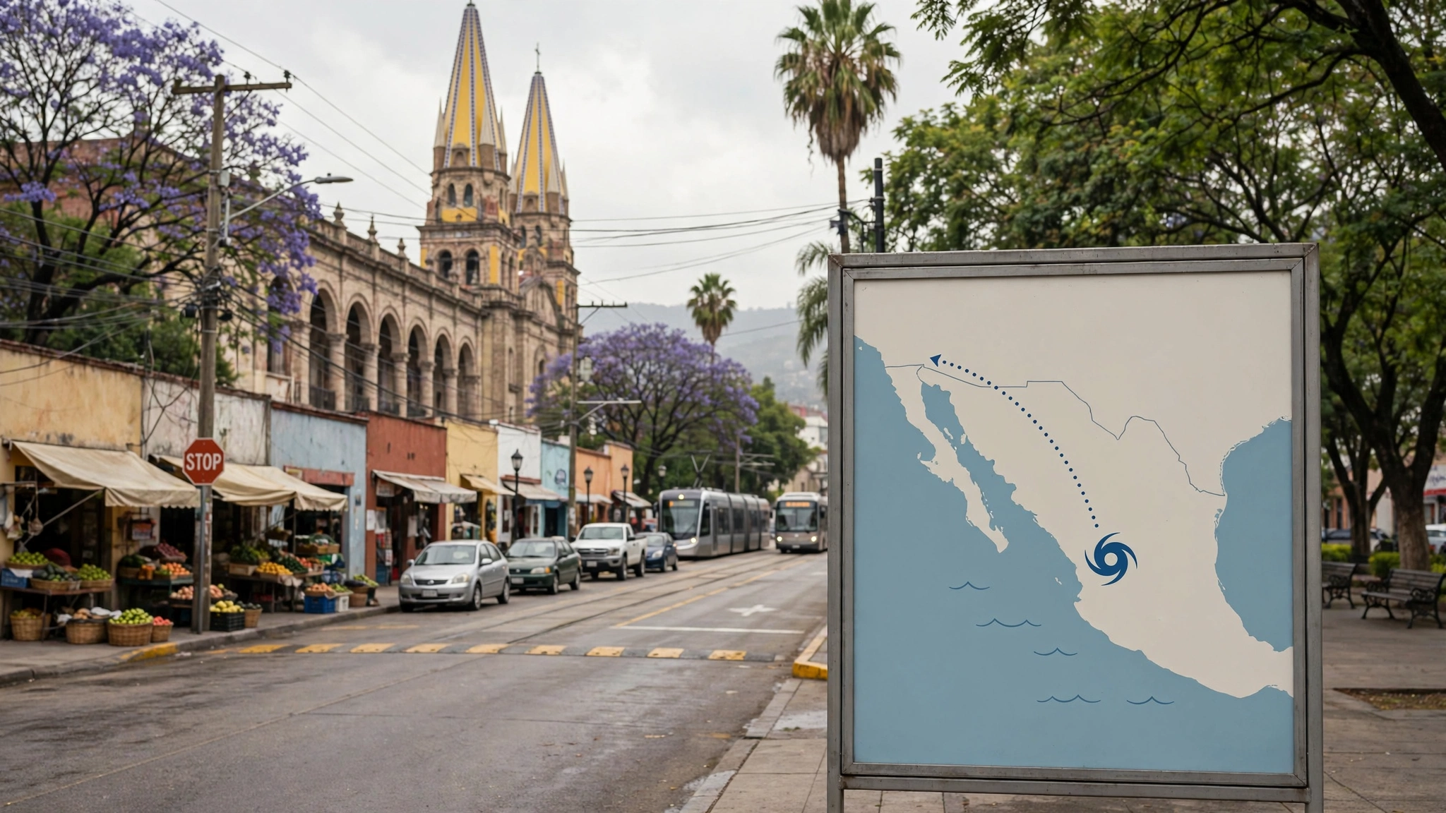 Mapa de trayectoria del huracán Simón frente a la costa de Jalisco