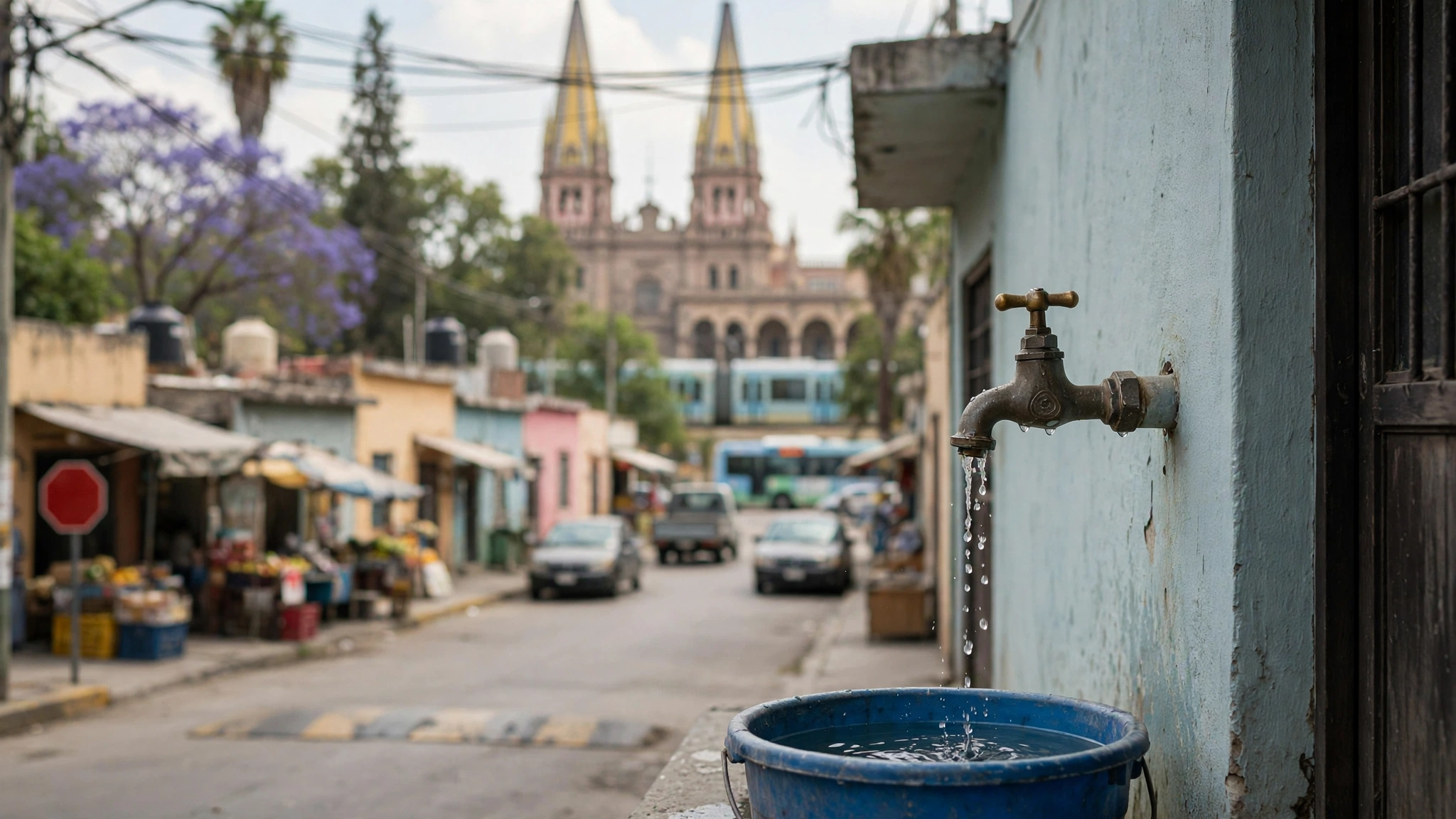 Grifo de agua en una vivienda de Guadalajara durante los tandeos