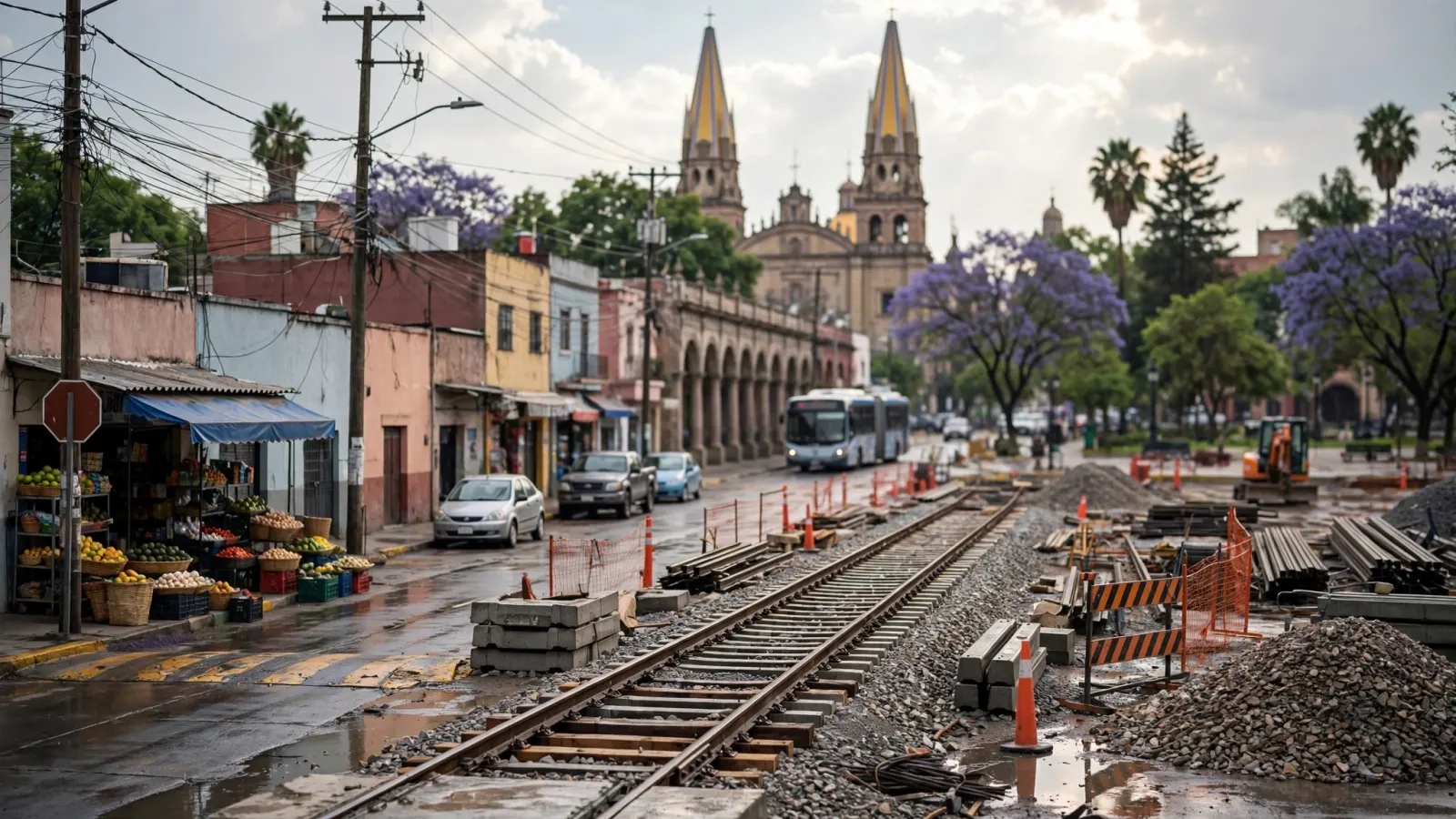 Vías de tren en construcción en el trazo Irapuato-Guadalajara